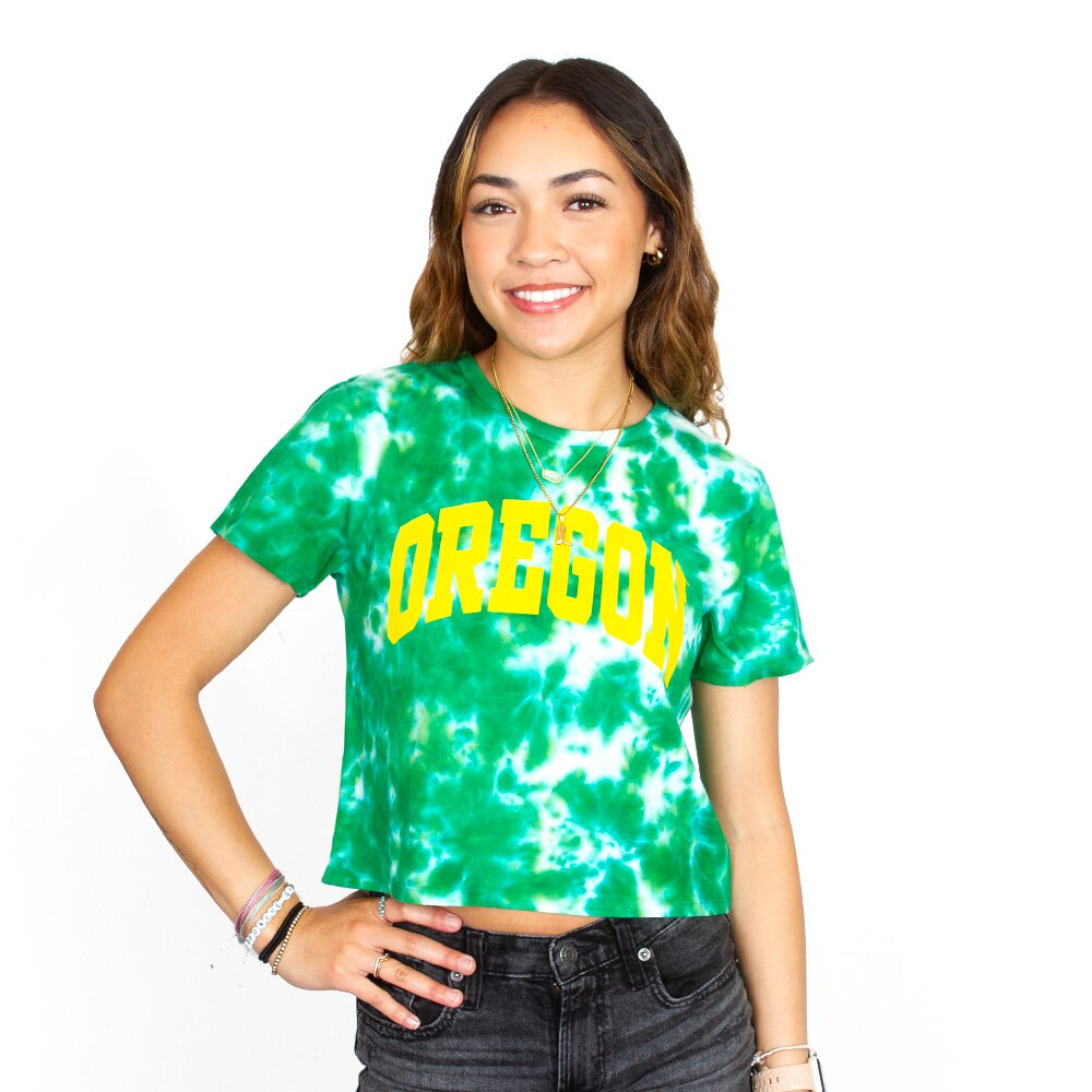 Arched Oregon, Zoozatz, Green, Crop Top, Cotton, Women, Tie Dye, T-Shirt, 984870